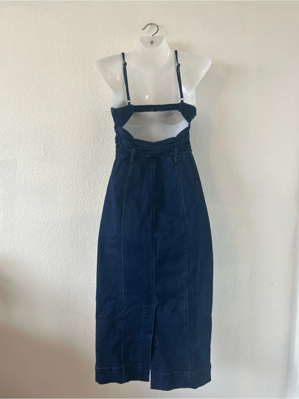 Free People Serenity Ruched Denim Midi Dress Midnight Size S